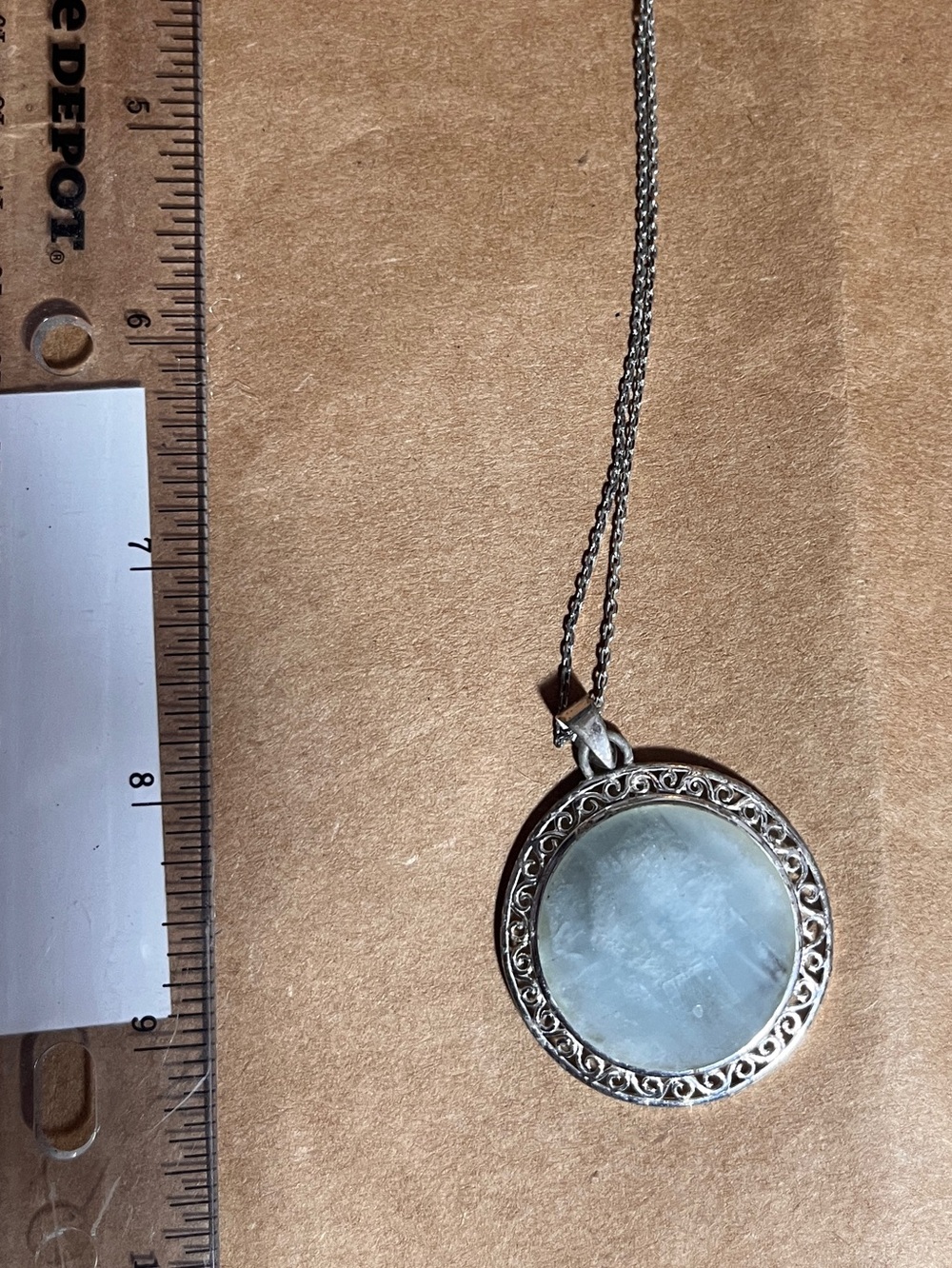 Silver Filigree Round Moonstone Pendant Necklace - Elegant Women's Jewelry